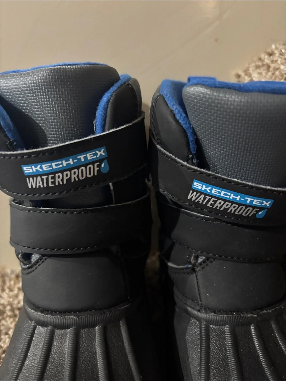 Skechers Black and Blue Kids Waterproof Snow Boots